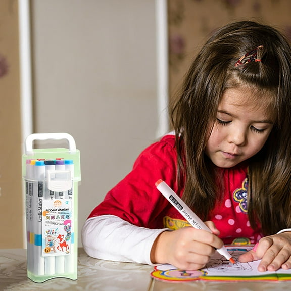 HOARBOEG 24-Color Washable Acrylic Markers Pen Non-Permeable Watercolor Pens Acrylic Paint Pens or Rock Painting, Wood, Ceramic, Fabric, Canvas, Easter Eggs, Pumpkin Kit