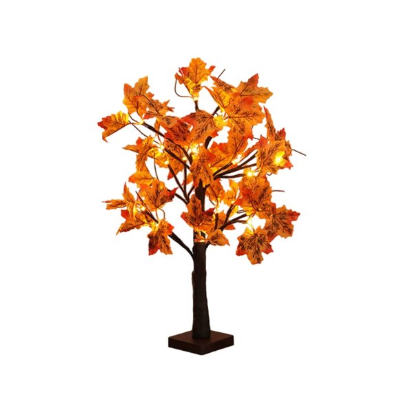HOARBOEG 24 LED Battery Operated Maple Tree Light, 23.6 Inch Artificial Fall Bonsai Tree Lamp, Warm White Night Light for Thanksgiving Table Decor, Fall Leaf Decoration, Gift