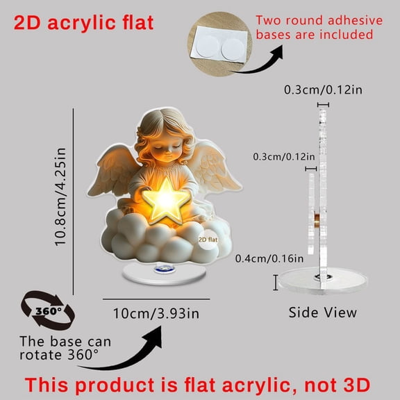 HOARBOEG 2D Eternal Cherub Knick-knack with Magnetic Spinning Base, Valentine's Day Table Centerpiece, Romantic Angel Figurine Home Decoration Gift for Anniversary