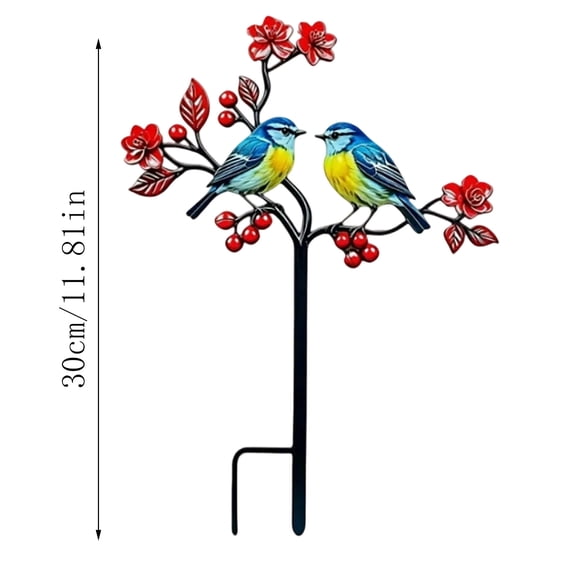 HOARBOEG 2D Flat Metal Blue Bird Garden Stake, Rustproof Outdoor Yard Art Decoration, 12in Rustic Bird Ornament Ground Spike for Patio Backyard Flower Bed Decor