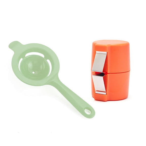 HOARBOEG 2Pcs Portable Egg Opener and Separator, Mini Kitchen Egg Yolk Separator Tool with Silicone Funnel and Glass Container, Food Grade Safe Egg White Separator for Baking, Cooking, Custard