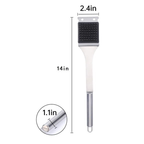 HOARBOEG 2Pcs Stainless Steel Grill Brush with Scraper, Heavy Duty BBQ Cleaning Brushs for Gas, Charcoal, Electric Grills - Rust-Proof & Ergonomic Handle, Deep Cleaning Grill Scrubber