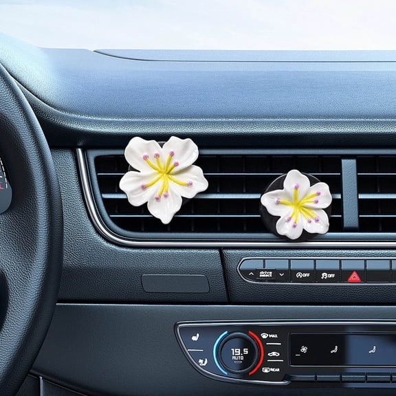 HOARBOEG 2pcs Peach Blossom Car Perfume Clip, Car Air Freshener Vent Clip Aromatherapy Diffuser, Universal Fit for Most Vehicles, Resin Flower, Gift