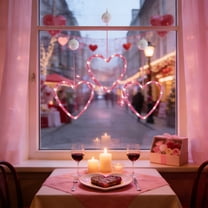 HOARBOEG 3 Pack Heart LED Curtain Lights with Suction Cups, Pink Romantic Valentine's Day Lights for Bedroom Wedding Proposal Party Decor, Waterproof String Lights for Indoor Outdoor Decoration