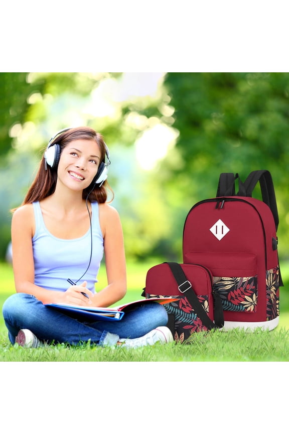 HOARBOEG 3-Piece Minimalist Backpack Set - Campus Essentials Kit with Lightweight Backpack & Organizer Pouches, Durable Study & Commute Pack