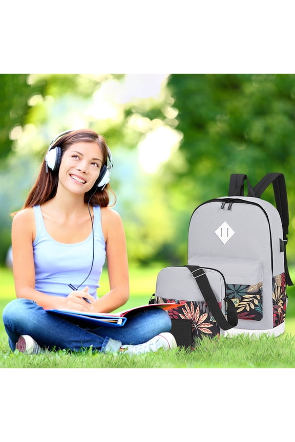 HOARBOEG 3-Piece Minimalist Backpack Set - Campus Essentials Kit with Lightweight Backpack & Organizer Pouches, Durable Study & Commute Pack