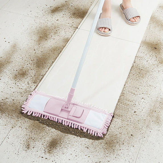 HOARBOEG 31.1in 360 Degree Rotation Flat Mop Lazy Mop Household Cleaning Tools Microfibre Floor Dry and Wet Mops for Warehouse Hotel Mall Office Home Cleaning, Pink