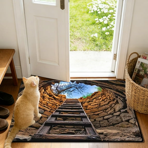 HOARBOEG 3D Optical Illusion Door Mat, Non-Slip Absorbent Entrance Rug for Indoor & Outdoor, Modern Decor Floor Mat with Quick-Dry & Dirt Trapping, All-Season Home Bathroom Kitchen Mat, 15.75"x23.62"