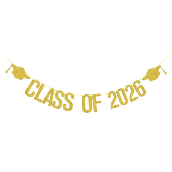 HOARBOEG 3Pcs Class of 2026 Graduation Banner, Paper Graduation Bunting, Graduation Party Decorations, 2026 Grad Decor with String for Hanging