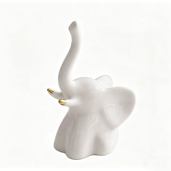 HOARBOEG 3Pcs Cute Ceramic Elephant Figurine - Small Decorative Ornament for Home Office Desk Decor, Handcrafted Elephant Statue Gift for Elephant Lovers, Miniature Elephant Sculpture