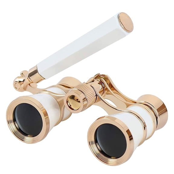 HOARBOEG 3X25 Opera Glasses Binoculars Mini Portable Foldable Handle Theater Concert Binoculars with BK7 Optical Glass Lens Clear View Red Black White for Options Christmas Gift