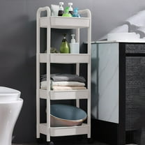 HOARBOEG 4-Tier Rolling Storage Cart with Armrests, Plastic Kitchen Utility Cart with Wheels for Bathroom, Toiletries Organizer, Living Room, Snack Stand, Book & Toy Storage