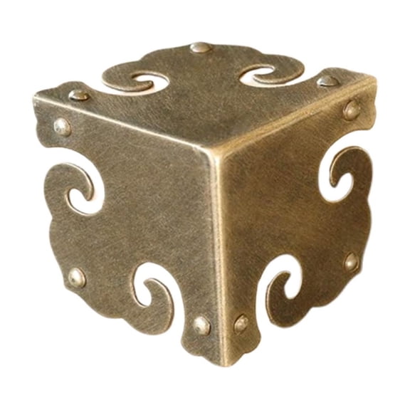 HOARBOEG 4Pcs Antique Brass Corner Protectors - Vintage Decorative Corner Guards for Furniture, Jewelry Boxes & Cabinets | Three-Sided Edge Protectors
