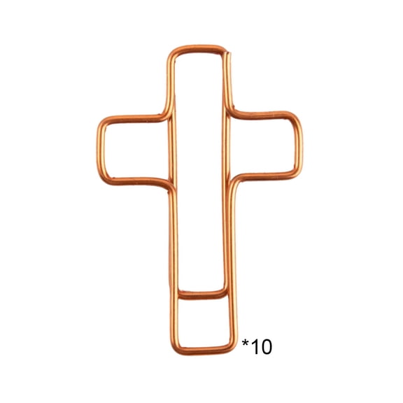 HOARBOEG 4Pcs Cross Shape Paper Clips 10Pcs, Rose Gold Metal Religious Cross Bookmarks, Decorative Crucifix Paper Clips for Easter, Sunday , Church Activities, Religious Gifts