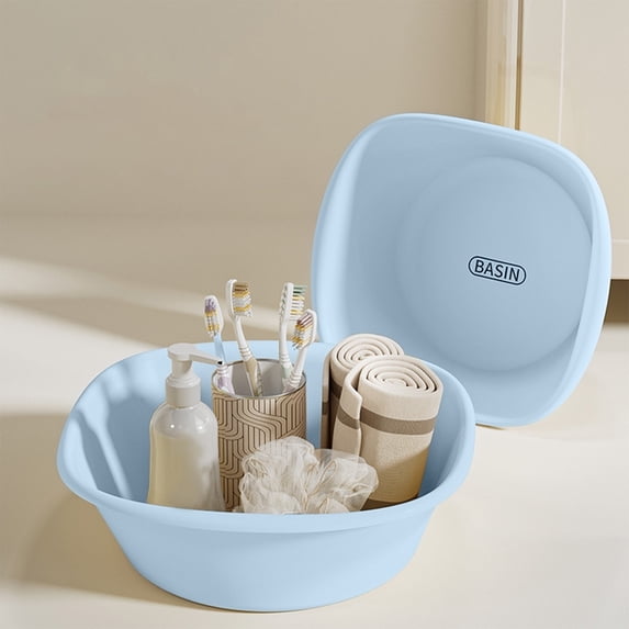 HOARBOEG 4Pcs Thickened Plastic Multipurpose Basin for Laundry, Washing Feet & Vegetables, Large Square Wash Basin, Dormitory Essentials for s, Household Storage Bin, Food Safe, Stackable Design