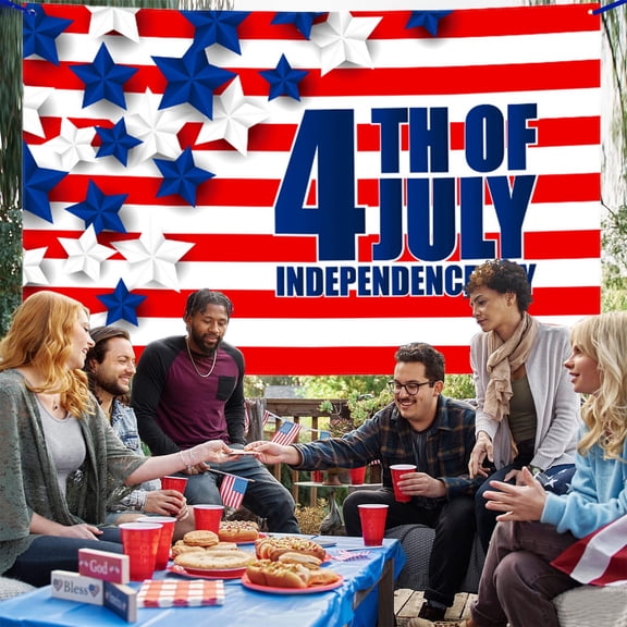 HOARBOEG 4th of July Banner - 35.43*59.05in | 4th of July Backdrop for July Decorations | Independence Day Decorations | Happy Independence Day Hanging Flags for Fourth of July Ornament