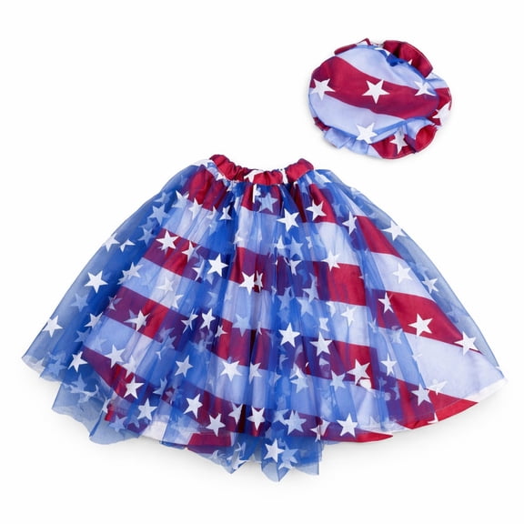 HOARBOEG 4th of July Goose Costume Set, Patriotic Star Tutu Skirt & Hat for Outdoor Patio Decor, Independence Day Garden Goose Dress Up Outfit for Yard Decorations