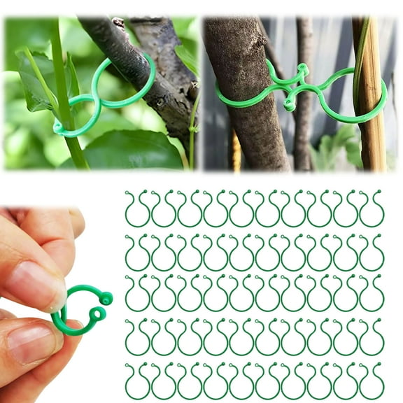 HOARBOEG 50pcs Reusable Plant Clips for Climbing Plants, Durable Plant Ties, Trellis Clips for Indoor Outdoor Gardening
