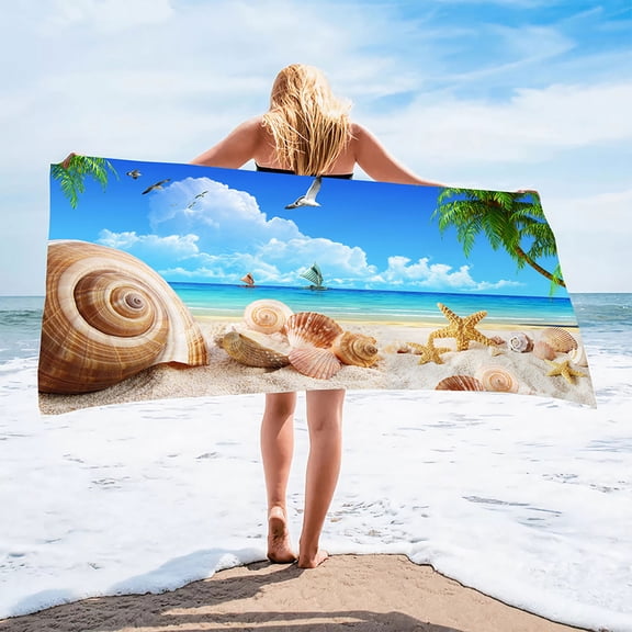 HOARBOEG 55.12*27.56in Striped Beach Towels Quick Dry Polyester Bath Towels for Adults Men Women, Multipurpose Picnic Beach Blanket