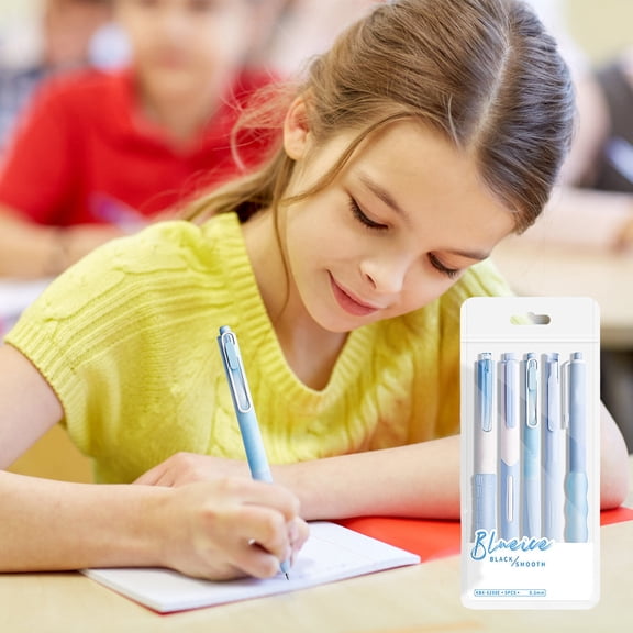 HOARBOEG 5Pcs 0.5mm Fast Drying Gel Pens, Press-to-Tip Smooth Writing Pens for Exams, Office Work & Note Taking