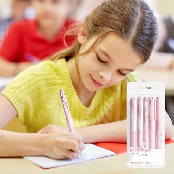 HOARBOEG 5Pcs 0.5mm Fast Drying Gel Pens, Press-to-Tip Smooth Writing Pens for Exams, Office Work & Note Taking