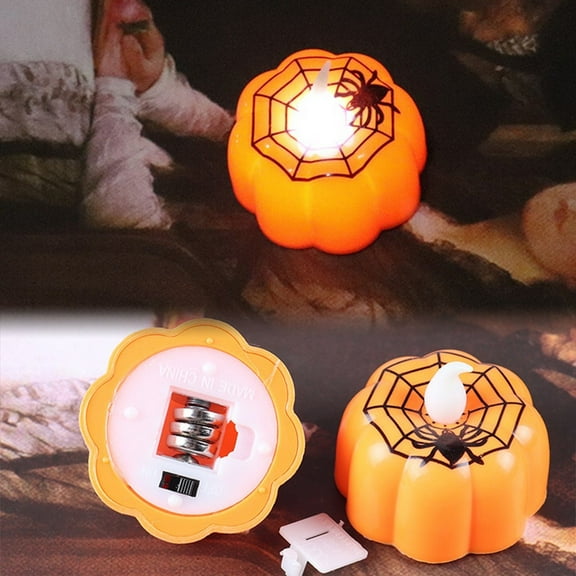 HOARBOEG 6Pcs Halloween Pumpkin Lights, Flickering LED Flameless Candles, Battery-Operated, Safe, DIY Decor for Party, Home, Christmas, Carnival