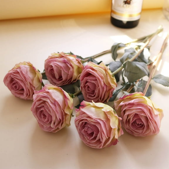 HOARBOEG 6Pcs Realistic Artificial Flowers Bouquets, 15 Inch Lifelike Silk Flowers for Vase Arrangements, Wedding Centerpieces Decor, Home Office Table Decoration, Faux Floral Stems, Faux Plants