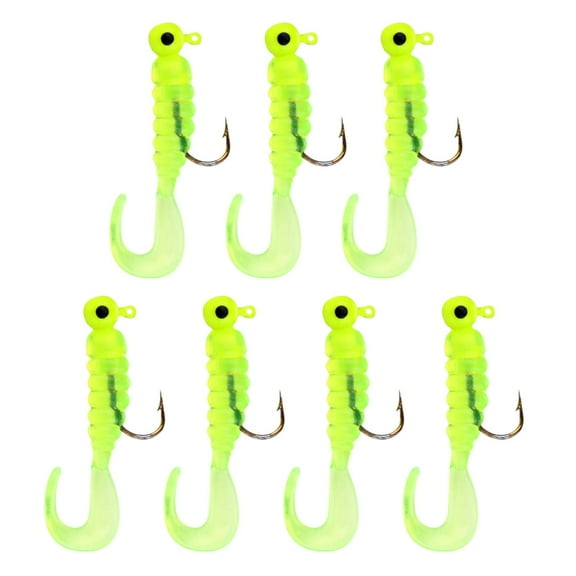 HOARBOEG 7 Pcs Ball Jig Heads Hooks with Bait Worms Lure Set Artificial Bait Soft Insect Bait 1-4g