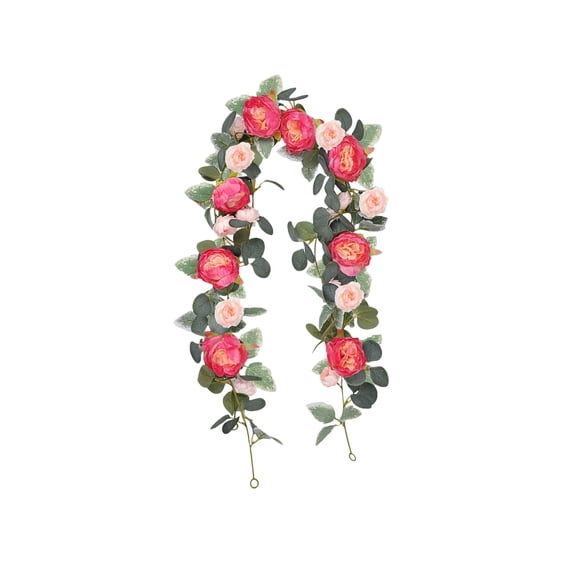 HOARBOEG 70.9in Pink Easter Garland, Plastic Rattan Vine for Door Frame Stair Railing Wrapping Garland, Flexible DIY Decor for Mantel Cabinet Wall Spring Home Decoration