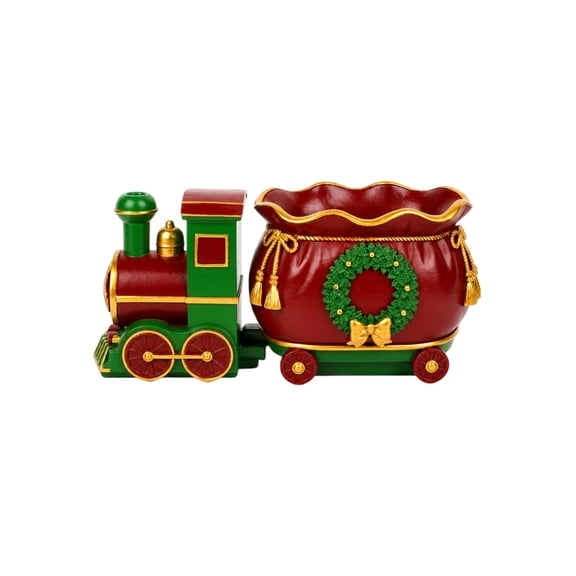 HOARBOEG 8.27x3.74x3.74in Christmas Train Storage Container, Vintage Xmas Train Figurine Candy Treat Organizer, Tabletop Holiday Decor for Home Mantel Centerpiece