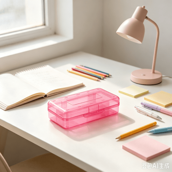 HOARBOEG 8 * 4.8 * 2.3in Pencil Box High-capacity Pencil Case Plastic Transparent Red Pen Box Stationery Storage Box