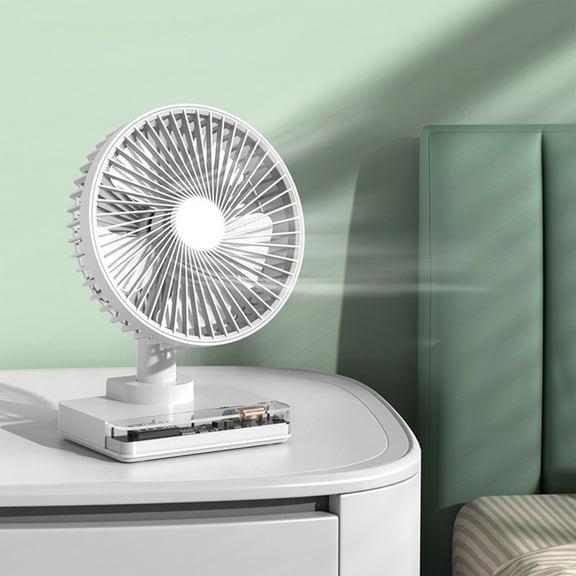 HOARBOEG 8.43*6.46*4.29in Desk Fan Mini Fan with Clock, Quiet Oscillating Air Circulation Electric Fan Cute and Compact Small Table Fan for Home Office Travel