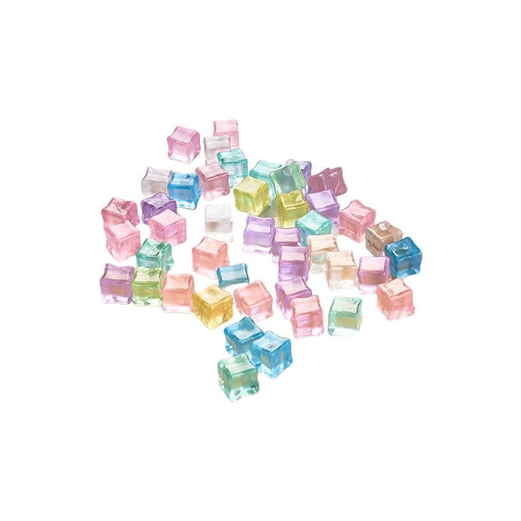 HOARBOEG 98 Pcs Glow in the Dark Luminous Stone Cubes, Fluorescent Gravel for Aquarium Fish Tank Vase Filler, Rainbow Magic Pebbles for Fairy Garden Pathway Wedding Party Decor