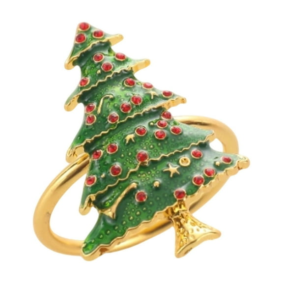 HOARBOEG Alloy Christmas Napkin Rings Set with Bow Wreath Tree Reindeer Designs - Festive Holiday Table Decorations, Elegant Napkin Holders for Christmas Dinner Parties, Reusable Metal Napkin Clips