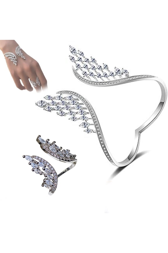 HOARBOEG Alloy Ring and Bracelet Combination Set Open Mouth Women's Rings/Bracelets Valentine's Day Women's Gifts for Dance Party Wedding Party