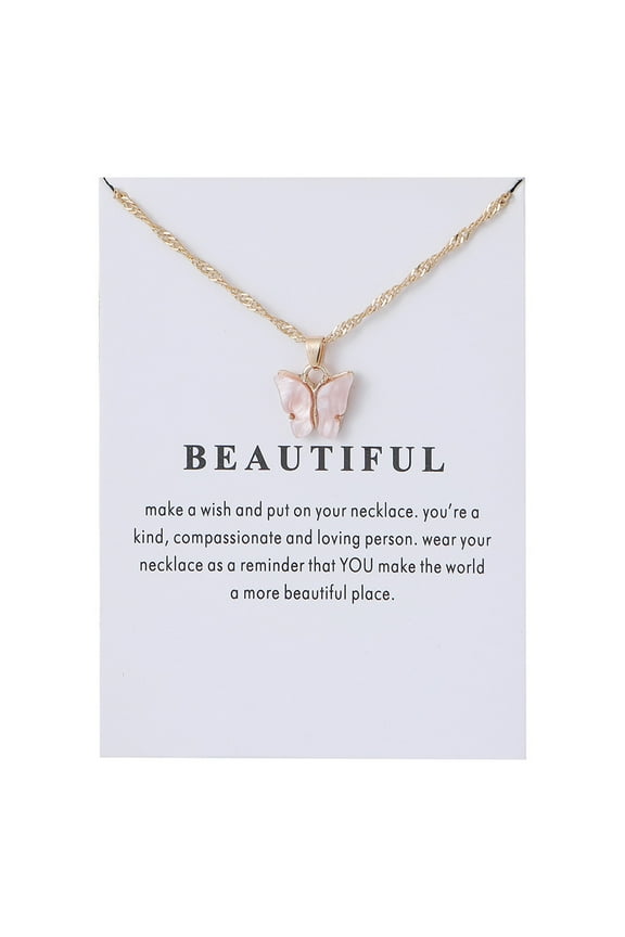 HOARBOEG Alloy Sweet Necklace Acrylic Color Clavicle Chain for Women Daily Wear Fashion Jewelry Accessories 17.12in