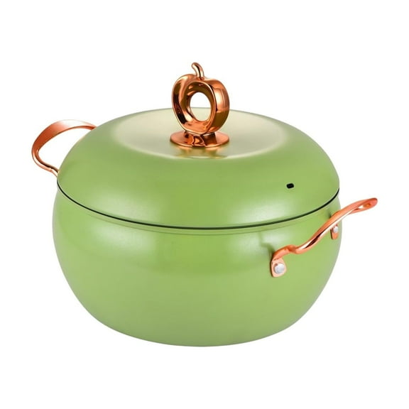 HOARBOEG Apple Shaped Double-Handled Iron Stew Pot, Large Capacity Soup Pot with Non-Stick Maifan Stone Coating for Healthy Cooking