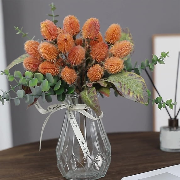 HOARBOEG Artificial Banksia Flower Bouquet, 11.8in Realistic Fake Flowers for Home Decor, Wedding, Centerpieces, Table & Vase Arrangements