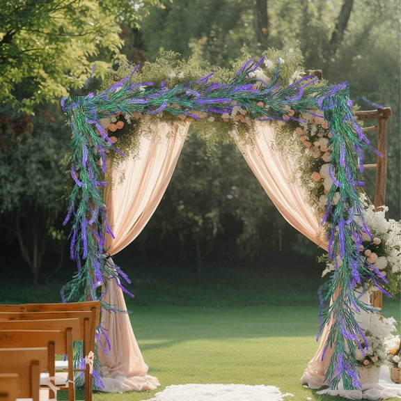 HOARBOEG Artificial Lavender Vine Garland, Christmas Wedding Backdrop Arch Wall Hanging Decor, Flexible Plastic Vine, Flexible Fake Ivy Vines for Indoor Outdoor Party Decoration, 5.57ft