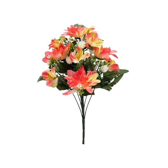 HOARBOEG Artificial Orange Flower Bouquet, Faux Silk Realistic Floral Arrangement, 18in Fake Flowers for Living Room Home Decor Wedding Table Centerpiece