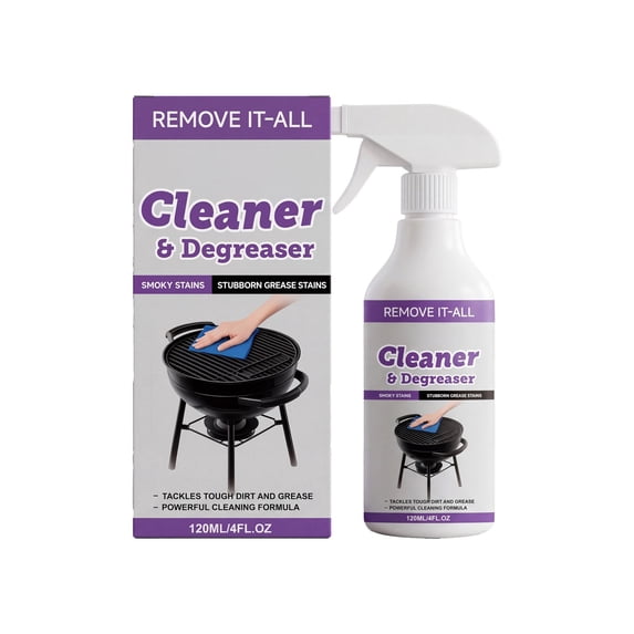 HOARBOEG BBQ Grill Cleaner Spray 120ml, Powerful Barbecue Degreaser for Grates Utensils Tools, Heavy-Duty Outdoor Grill Cleaning Solution, Food-Safe Grease Remover for Smokers & Griddles