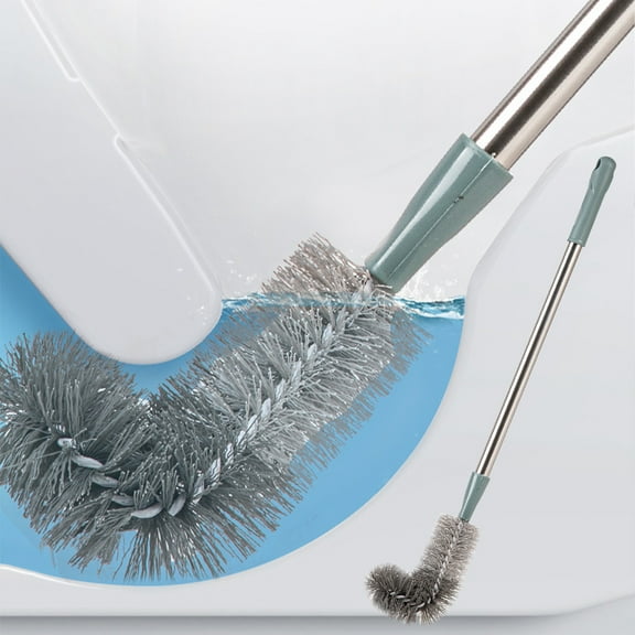HOARBOEG Bent Design Toilet Brush 20.08in Toilet Soft Brush Plastics Handle Toilet Bowl Scrubber Iron Pole Commode Cleaning Brush Household Cleaning Tool Floor Brush