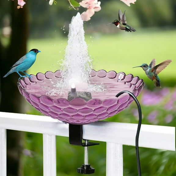 HOARBOEG Bird Bath Fountain for Outside, Plug in Adjustable Water Fountain Combo Set, 24 Hour Working Bird Bath Bowl with 5W Water Pump for Outdoor Garden Yard Ideal Gift for Nature Lovers