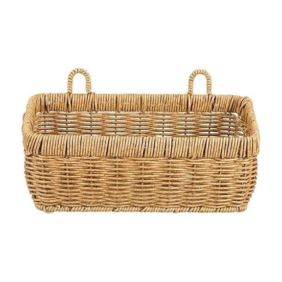 HOARBOEG Bohemian Wall Mounted Wicker Basket, Rattan Storage Organizer with Hanging Rope for Bathroom Bedroom Living Room, Decorative Wall Shelf for Home Decor