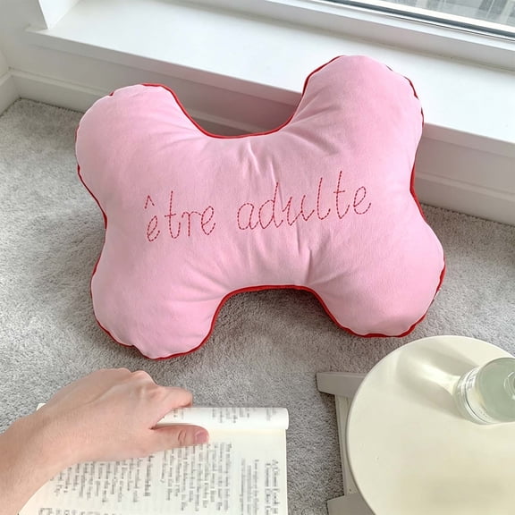 HOARBOEG Bone Shaped Throw Pillow Decorative Embroidered Lumbar Cushion Soft Polyester Car Seat Back Support Sofa Bedroom Living Room Home Decor Gift