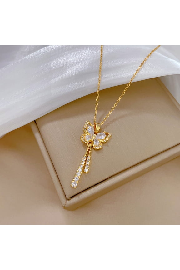 HOARBOEG Bow Necklace for Women , Women Pendant Necklace Small Bow Necklace Minimalist Ribbon Pendant Jewelry Adjustable Necklace Birthday Gifts for Women, Mother's Day Valentine's Day Gift