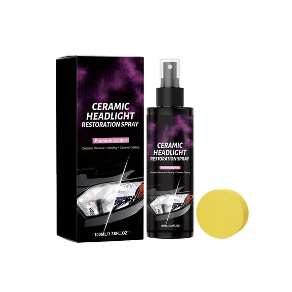 HOARBOEG Car Headlight Restoration Kit 100ml, Headlight Cleaner and Restorer for Yellowing and Cloudy Lenses, Headlight Repair Spray with UV Protection, Automotive Headlight Polishing Kit