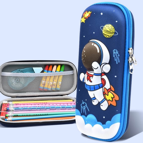 HOARBOEG Cartoon Pattern Pencil Case Cute Pencil Bag 3D Stationery Box Astronaut Print Pencil Pouch Cloth Zippered Pouch Pencil Cases For Adults