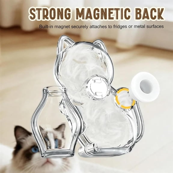 HOARBOEG Cat Shaped Whisker Keepsake Box, Transparent Pet Hair Storage Capsule, Magnetic Fridge Magnet Display, Memorial Container for Cat Lovers, Pet Loss Gift