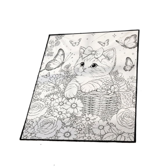 HOARBOEG Cat Themed DIY Coloring Blanket with 24 Markers, Soft Cozy Color Fillable Throw for Home Bedroom Decor, Cat Lover Birthday Gifts